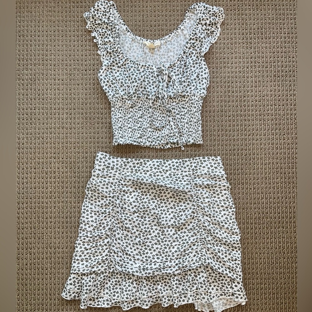 La Hearts Floral Mini Skirt + Top Set